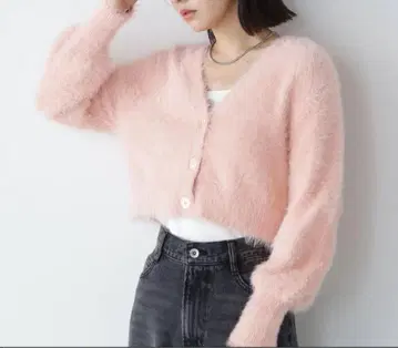 [ 새상품 ] 내추럴 뷰티 베이직 샤기 숏 가디건