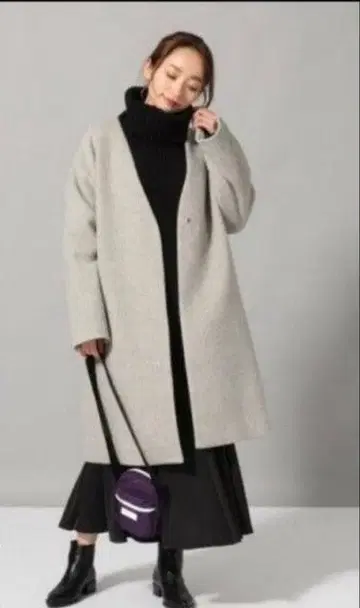 숏 비버 노카라 코트