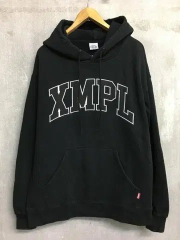 엑셈플 XMPL 아치 로고 풀오버 맨투맨 후드티 블랙