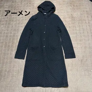 아멘 퀼팅 롱 코트 블랙 빈티지