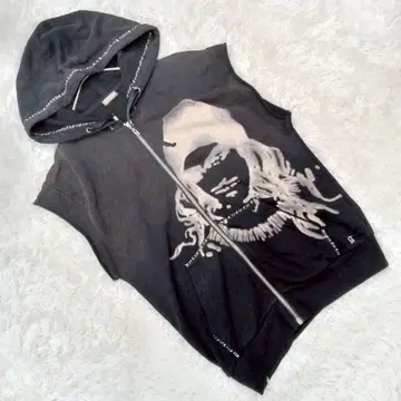 [ galliano ] 가리아노 (M) 집업 후드 베스트 후드 블랙