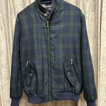 남성용 블루종 그린 체크 무늬