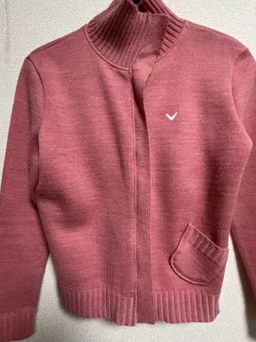 핑크 스탠드 카라 니트 스웨터 M