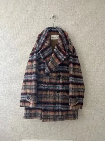 Ray BEAMS 체크 무늬 더블 브레스트 코트