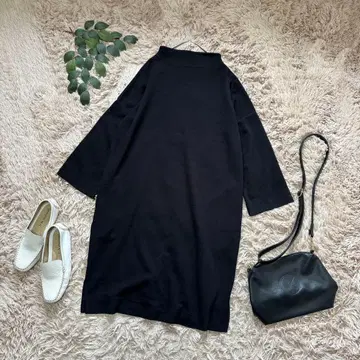 6907 래디에이트 니트 원피스/블랙/블랙/보틀넥/미디