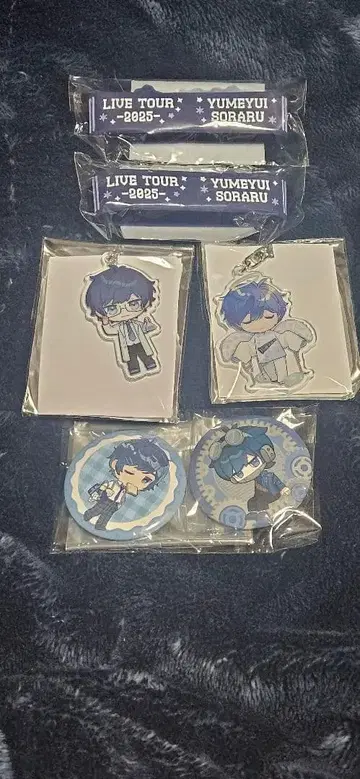 소라루 유메유이 아크릴 키링 고무 밴드 캔 배지 굿즈 6개 세트
