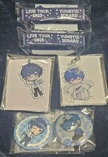 소라루 유메유이 아크릴 키링 고무 밴드 캔 배지 굿즈 6개 세트