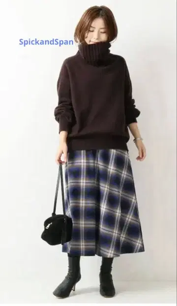 새상품급 SpickandSpan 체크 소프트 플레어 스커트 17,600엔