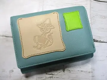 지갑 이단 접이식 덮개 여성용 무민 캐릭터 브랜드 천연 가죽 BU