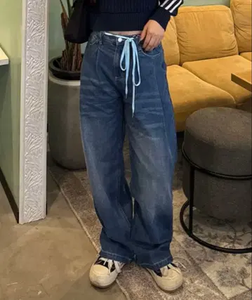 [ napinna maison HIINA ] 컬러 스티치 데님 팬츠