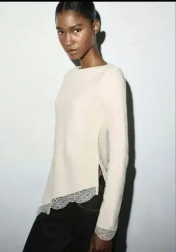 [ 미사용 새상품 ] ZARA 소프트 레이스 상의 M 에크루