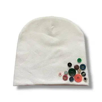 니트 모자 버튼 장식 스터드 비니 핸드메이드 y2k