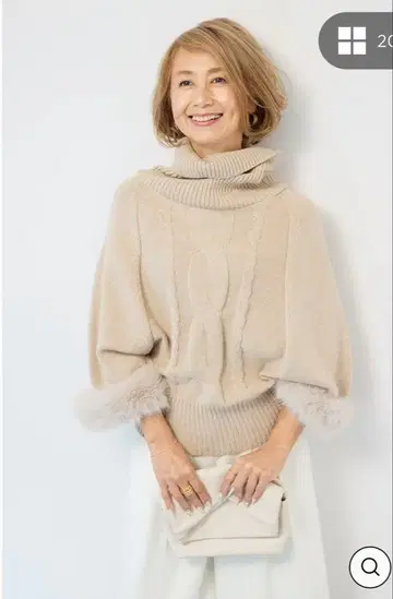 플러스오토하 plusOTO 퍼 후드 스웨터 베이지