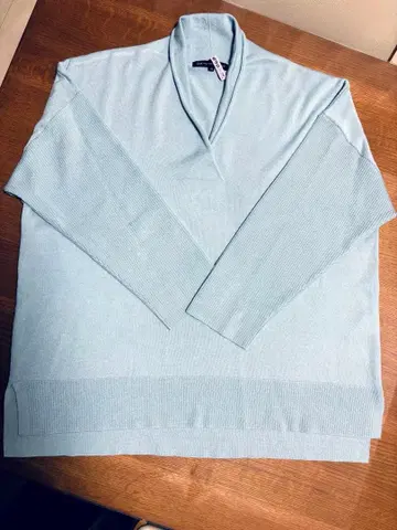 23구 빅 사이즈 46 레이어트 카라 V넥 니트 새상품급