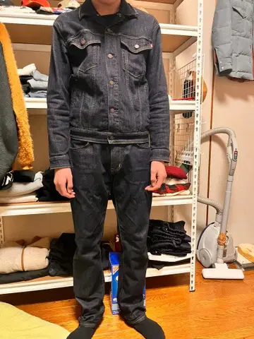 초레어 새상품급 EDWIN 데님 셋업