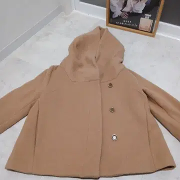 allureville 후디드 코트 카멜 S 사이즈