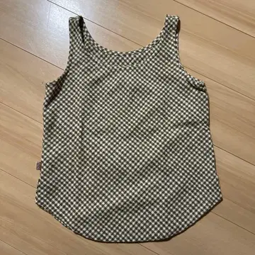 우사토 의류 슬리브리스 체크 카키