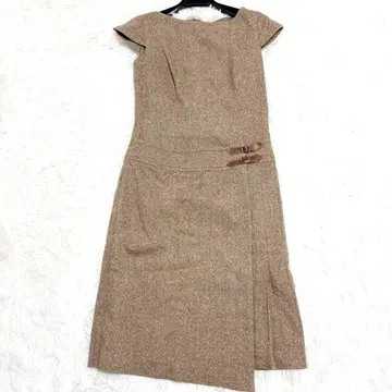 ROPE 캐시미어 혼방 랩 원피스 가죽 벨트 베이지 9호