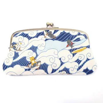 모자 가마구치 장지갑 파도타는 냥코 고양이 패턴 고양이 G521