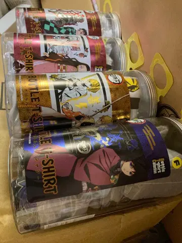 애니메이션 캐릭터 T셔츠 4개 세트 보틀형