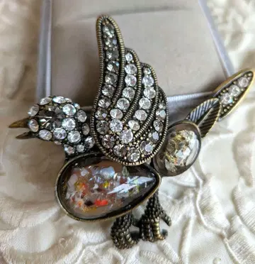 클리어 비쥬 새 멀티 컬러 글리터 바디 브로치 USA 빈티지