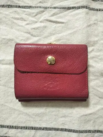 IL Bisonte 가죽 빨간색 3단 폴더형 지갑
