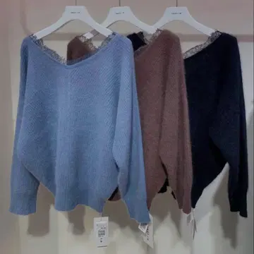 FRAY I.D 레이스 트리밍 라쿤 니트 상의 레이스 라쿤 100%