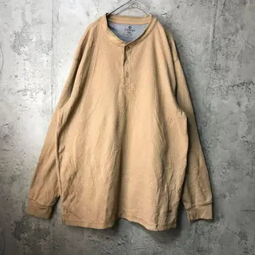 B1442 구제 의류 롱 T 하프 버튼 브라운 90s Y2K