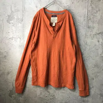 B1443 구제 의류 롱 T 하프 버튼 오렌지 90s Y2K