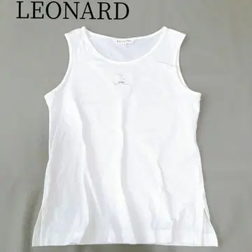 [LEONARD/레오나르] 슬리브리스 셔츠 로고 화이트 탱크탑