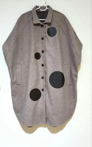 브라운 도트 무늬 롱 코트