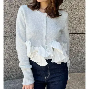 리본 모티브 가디건 IVR