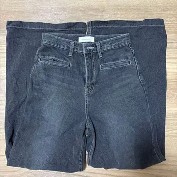 me+em select 블랙 와이드 레그 데님