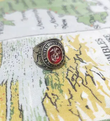 미국 해병대 반지 실버/레드