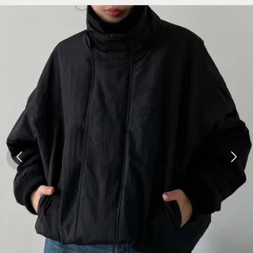 리브 니트 칼라 패딩 자켓 블랙 M