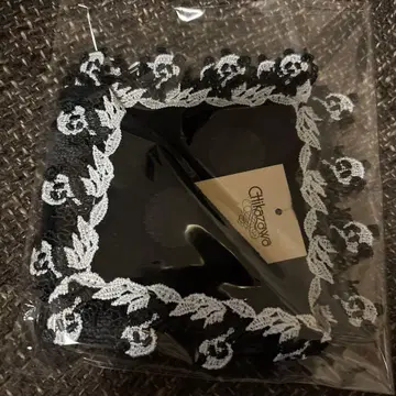 [ 미사용 새상품 ] Chikazawa 팬더 도트 무늬 레이스 손수건