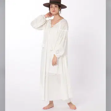 ETRE TOKYO 코튼 보일 레이스 드레스 롱 원피스 화이트