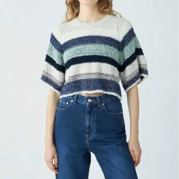 맥피 투모로우랜드 트위드 보더 하프 슬리브 풀오버