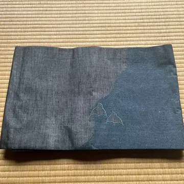 하운드투스 체크 나고야 오비 네이비 순수 실크