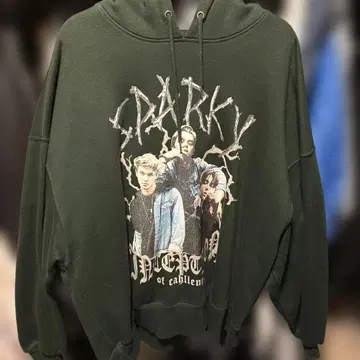 다크 그린 그래픽 프린트 후드티 L 사이즈