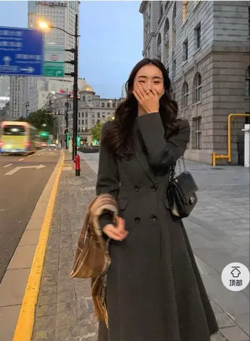 블랙 햅번 스타일 울 코트 여성용 - 고급 엘레강트 울 코트