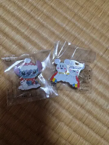 스티치 & 미키 미니 핀 배지 세트