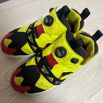 리복 인스타 펌프 스니커즈 블랙/노랑/빨간색