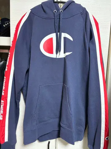 Champion 아토모스 콜라보 네이비 후드티 L