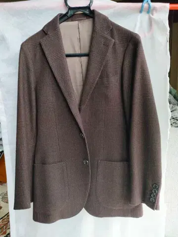 EDIFICE 브라운 글렌체크 패턴 테일러드 자켓 M 사이즈