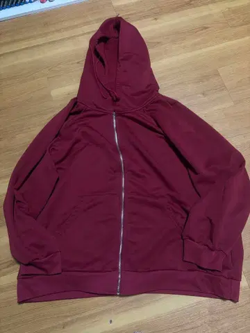 SHEIN 버건디 풀 지퍼 후드티 2XL