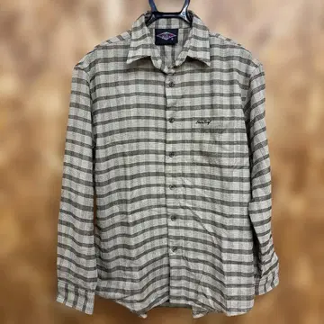 90s BEAR 체크 무늬 플란넬 셔츠 긴팔 베이지 계열