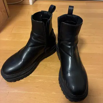 블랙 사이드 고어 부츠 통굽