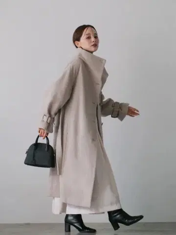 [ 미사용 ] COHINA 세미 더블 울 롱 코트 베이지 regular