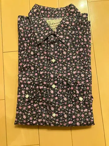 새상품급 락 마운트 빈티지 긴팔 셔츠 네이비 꽃무늬 고로즈